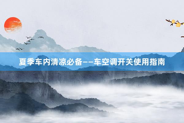 夏季车内清凉必备——车空调开关使用指南